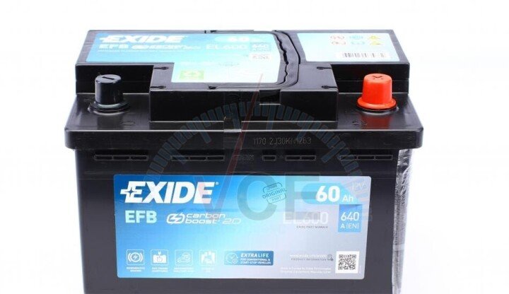 Акумулятор 60Ah-12v EN640 EFB Start-Stop Carbon Boost 2.0, R EXIDE EL600 (фото 1)