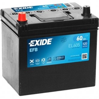 Аккумулятор START-STOP EFB 12V/60Ah/520A (L+) (230х173х222) EXIDE EL605