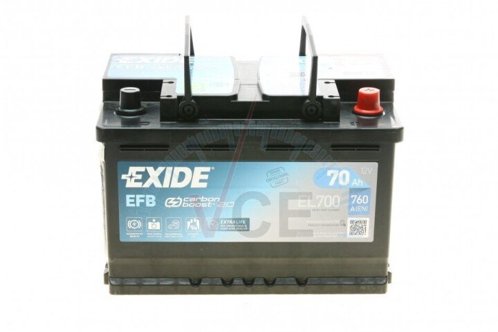 Акумулятор 70Ah-12v EN760 EFB Start-Stop Carbon Boost 2.0, R EXIDE EL700 (фото 1)