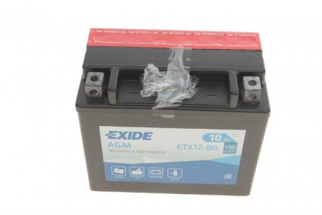 Акумулятор 10Ah-12v EN150 AGM, L EXIDE ETX12-BS