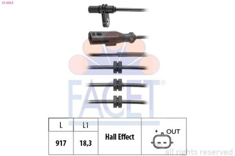 Датчик абс FACET 21.0254