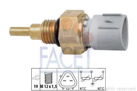 Датчик, температура охлаждающей жидкости; датчик, температура охлаждающей жидкости; датчик, температура охлаждающей жидкости FACET 7.3368