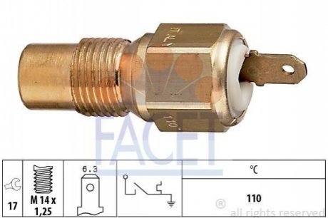Термовыключатель, сигнальная лампа охлаждающей жидкости FACET 7.4030 (фото 1)