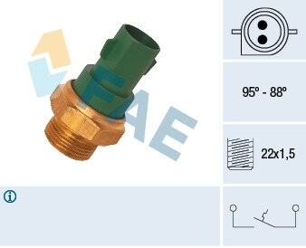 Датчик включення вентилятора ford escort/mondeo 1.0-2.3 82-00 (88°c-95°c) FAE 37240