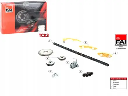 Комплект цепи (цепь 134z/3 планки/3 шестерни/натяжитель) 1.8-2.2 03-15 FAI TCK3