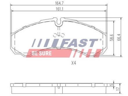 Колодки тормозные дисковые передние комплект IVECO DAILY E2 96-99,DAILY E3 00-05,DAILY E4 06-11,DAILY II c бортовой платформо Fast FT29091