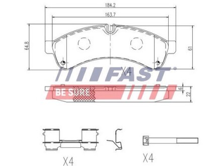 Колодки тормозные дисковые задние IVECO Daily 00-11 Fast FT29153