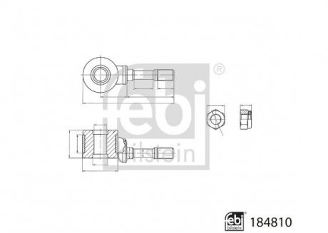 Тяга стабілізатора (переднього) VW саddy II 1.6/1.9TDI 95-04 (L=97.5mm) FEBI BILSTEIN 184810