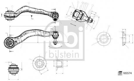 Рычаг подвески (передний/снизу/спереди) (R) BMW 5 (G30/F90/G31) 1.6-3.0D 16- B46/B47/B48/B58 FEBI BILSTEIN 185574 (фото 1)