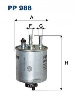 Фильтр топливный (без датчика воды) kangoo 1.5-3.0 FILTRON PP988