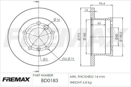 Диск гальмівний FREMAX BD-0183