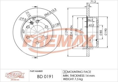 Гальмівний диск FREMAX BD-0191