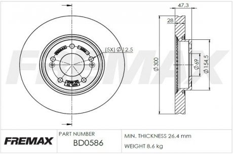 Гальмівний диск FREMAX BD-0586