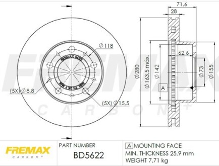 Тормозной диск FREMAX BD-5622 (фото 1)