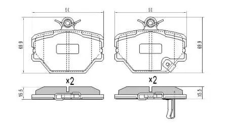 Комплект тормозных колодок, дисковый тормоз FREMAX FBP-1133