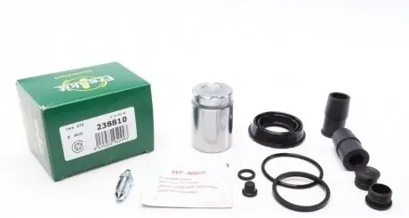 Ремкомплект гальмівного супорта заднього VW Golf VII 12-20, Touran 15-; AUDI A3 12-22, Q2 16-; SKODA Karoq 17-; FORD Kuga 13-21, Fusion 13-20; SEAT Leon 12-20, Ateca 16-; LAND ROVER Range Rover Evoque 11-19, Range Rover Evoque 19-; JAGUAR E-Pace 17-, FRENKIT 238810