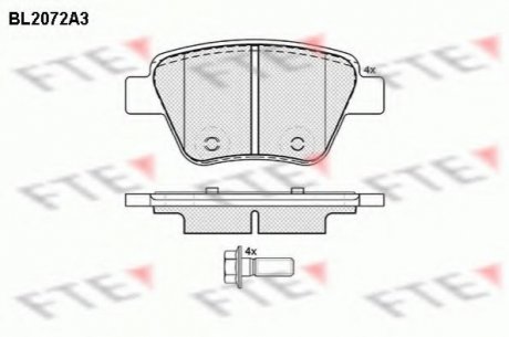 Комплект тормозных колодок, дисковый тормоз FTE BL2072A3 (фото 1)