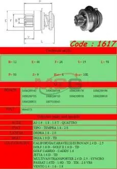 Бендикс стартера Ghibaudi 1617