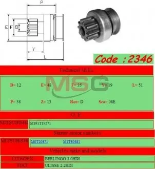 Бендикс стартера Ghibaudi 2346