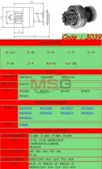 Бендикс стартера Ghibaudi 3039