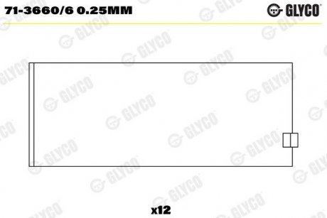 Шатунний підшипник Glyco 71-3660/6 0.25mm (фото 1)