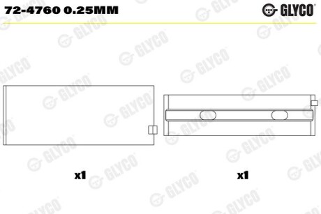 Подшипник коленвала Glyco 72-4760 0.25mm