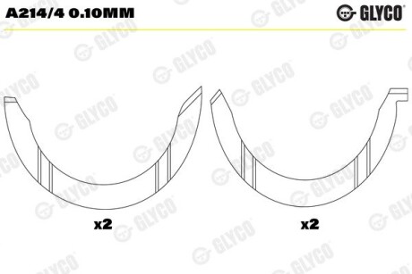 Подшипник скольжения Glyco A214/4 0.10MM