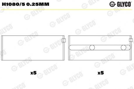 Підшипник колінвалу Glyco H1080/5 0.25mm