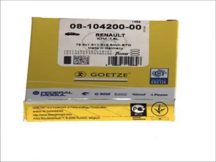 Комплект поршневых колец GOETZE 08-104200-00
