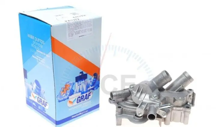 Помпа води audi/seat/skoda/vw 1.0-1.4tsi/1.4-1.6 13-(28z)(b/b)(6 лоп)(з корпусом та 2 термостатами) GRAF PA1372 (фото 1)