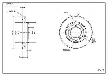 Диск тормозной пер. Mazda 626, Xedos 6, Premacy, Ford Probe 93- (258x24) Hart 214 225