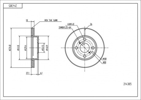 Диск гальмівний пер. Toyota Yaris 99-> (d235x18mm) Hart 214 385