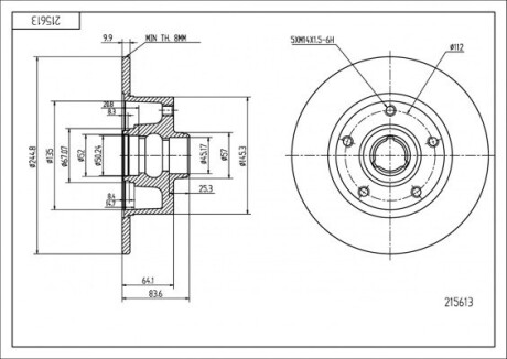 Диск тормозной зад. Audi A4 B5 (d245x10mm) Hart 215 613