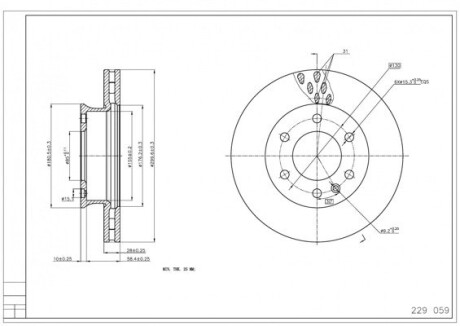 Диск гальмівний пер. MB Sprinter-VW Crafter 06-> Hart 229 059