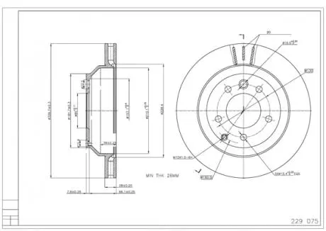 Диск гальмівний зад. Audi Q7 (06-15)/Porsche Cayenne/VW Touareg 02-> (330mm28mm) Hart 229 075