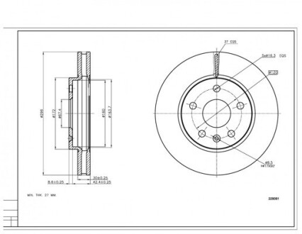 Диск тормозной пер. Opel Insignia A, Шевроле Malibu (d296x30mm) Hart 229 081