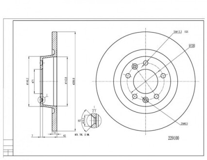 Диск гальмівний зад. Fiat Scudo 07-> (290mm14mm) Hart 229 100