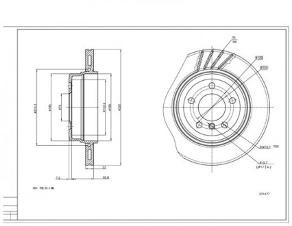 Диск тормозной зад. BMW X3 (E83) (320x22mm) Hart 231 477