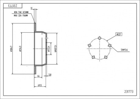 Диск тормозной зад. Jeep Grand Cherokee, Cherokee 84-> (d305x10mm) Hart 231 773