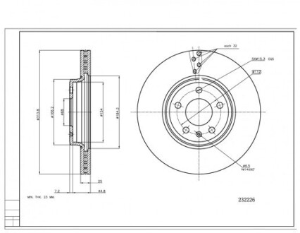 Диск тормозной пер. Audi A4 B8 (314mmx25mm) Hart 232 226