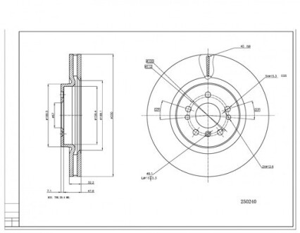 Диск гальмівний пер. MB M-Class W164 (d330x32mm) Hart 250 240