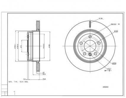 Диск тормозной зад. BMW X5 (E70/F15) 07->/X6 (F16) 09-> (320mmx20mm) Hart 250 253