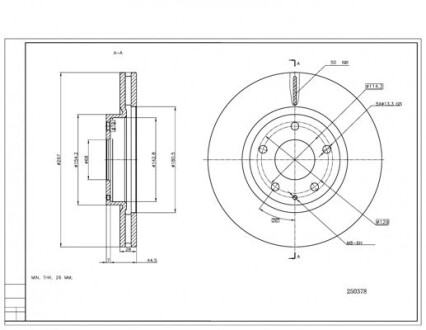 Диск тормозной пер. Mazda 6, CX5 11-> (d297x28mm) Hart 250 378