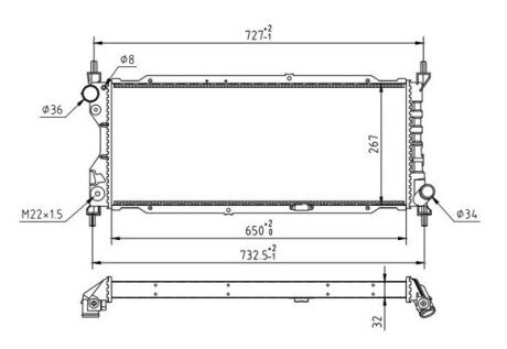 Радиатор двигателя Opel Combo, Corsa B 1.5D/1.7D (93-01) Hart 600 267