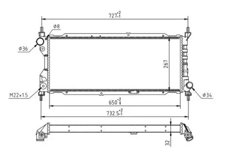 Радіатор двигуна Opel Combo, Corsa B 1.5D/1.7D (93-01) Hart 600 267