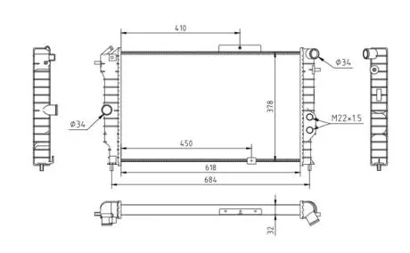 Радіатор двигуна Opel Vectra A, Calibra 1.4-2.0i 88-> Hart 600 948
