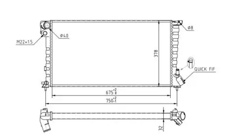 Радиатор двигатель. Citroen Berlingo-Peugeot Partner 1.9D/2.0HDI 96- Hart 601 911