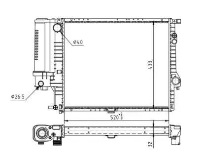 Радиатор двигателя BMW 5 (E39) 2.0-2.8i 97-> Hart 602 084
