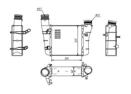 Радиатор интеркулера Audi A4, A6 1.9-2.0D (00-09) Hart 605 576