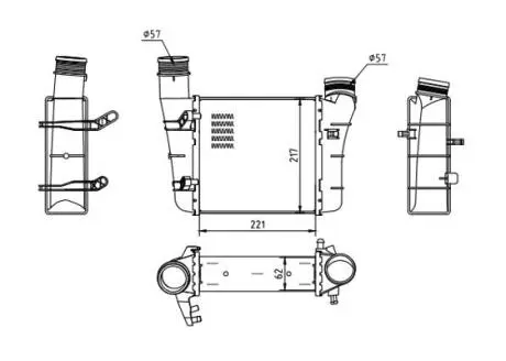 Радіатор інтеркулера Audi A4, A6 1.9-2.0D (00-09) Hart 605 576